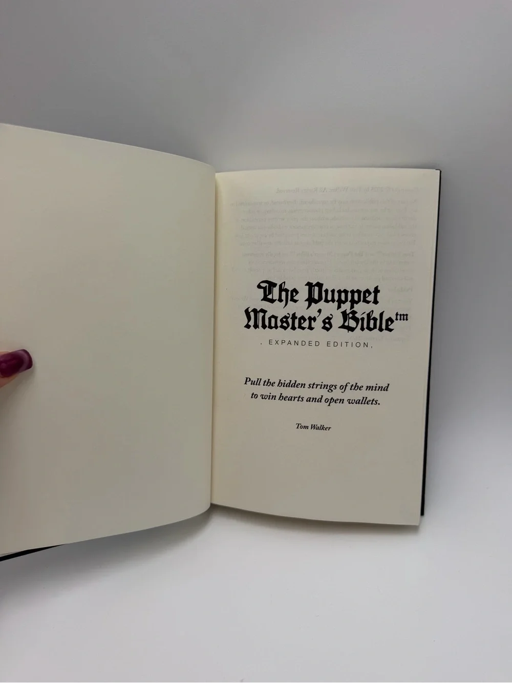 The Puppet Master's Bible Expanded Edition Tom Walker Hardcover Psychology Book